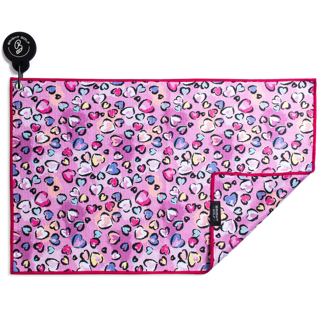 Pink Hearts Magnetic Golf Towel