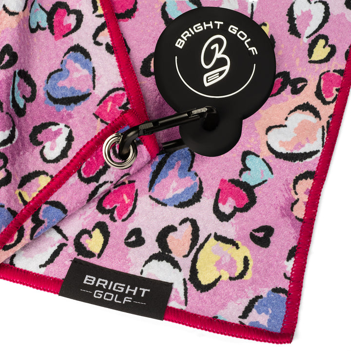 Pink Hearts Magnetic Golf Towel