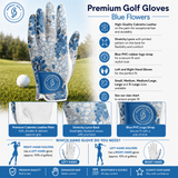 Women's Golf Glove Blue Flowers