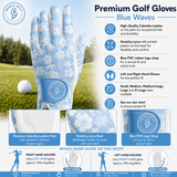 Women's Golf Glove Blue Waves