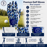 Women's Golf Glove Leopard Print Blue