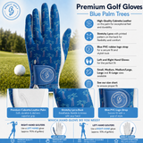 Women's Golf Glove Blue Palm Trees