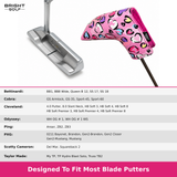 Pink Hearts Blade Putter Cover