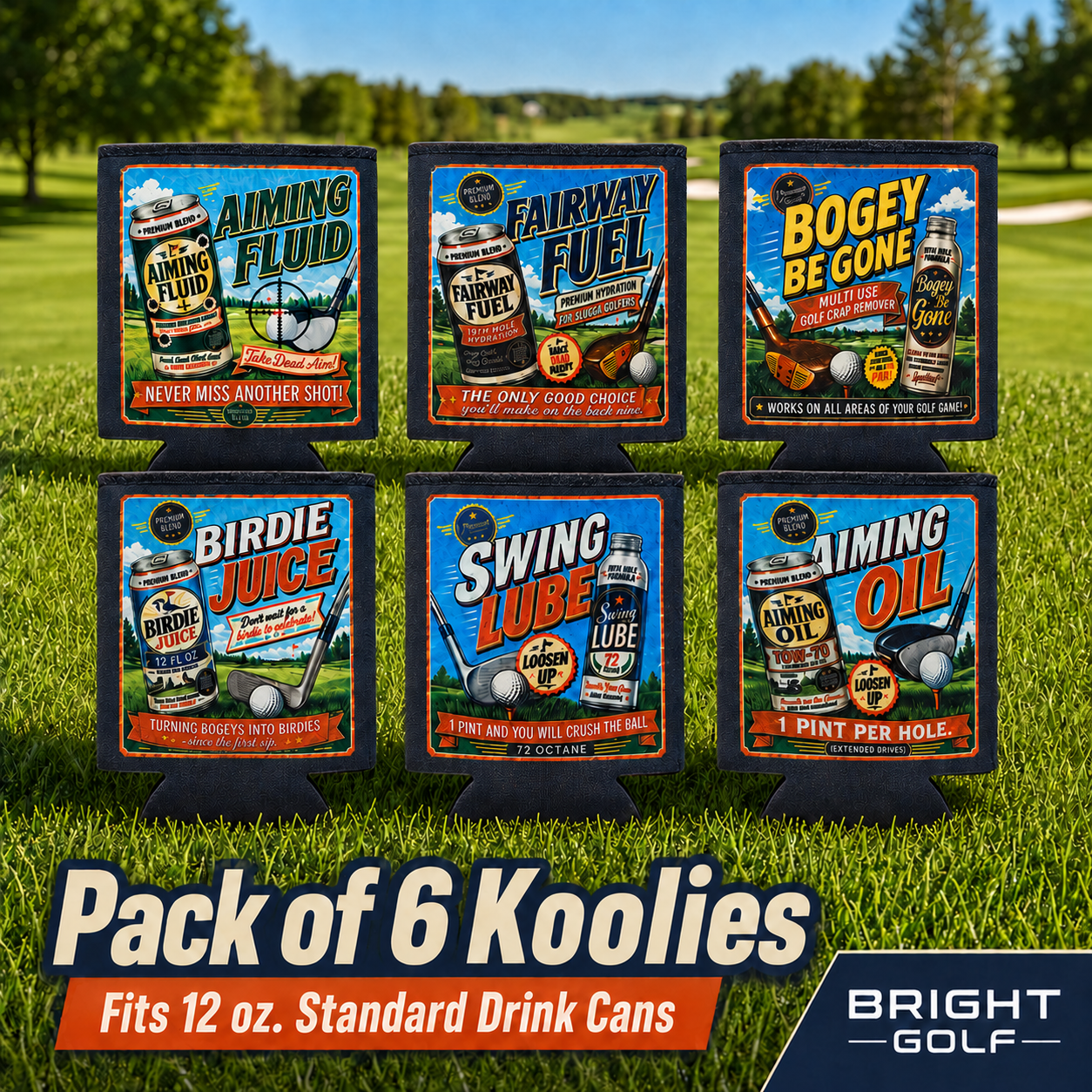 Bright Golf Pack of 6 Foam Drink Coolers