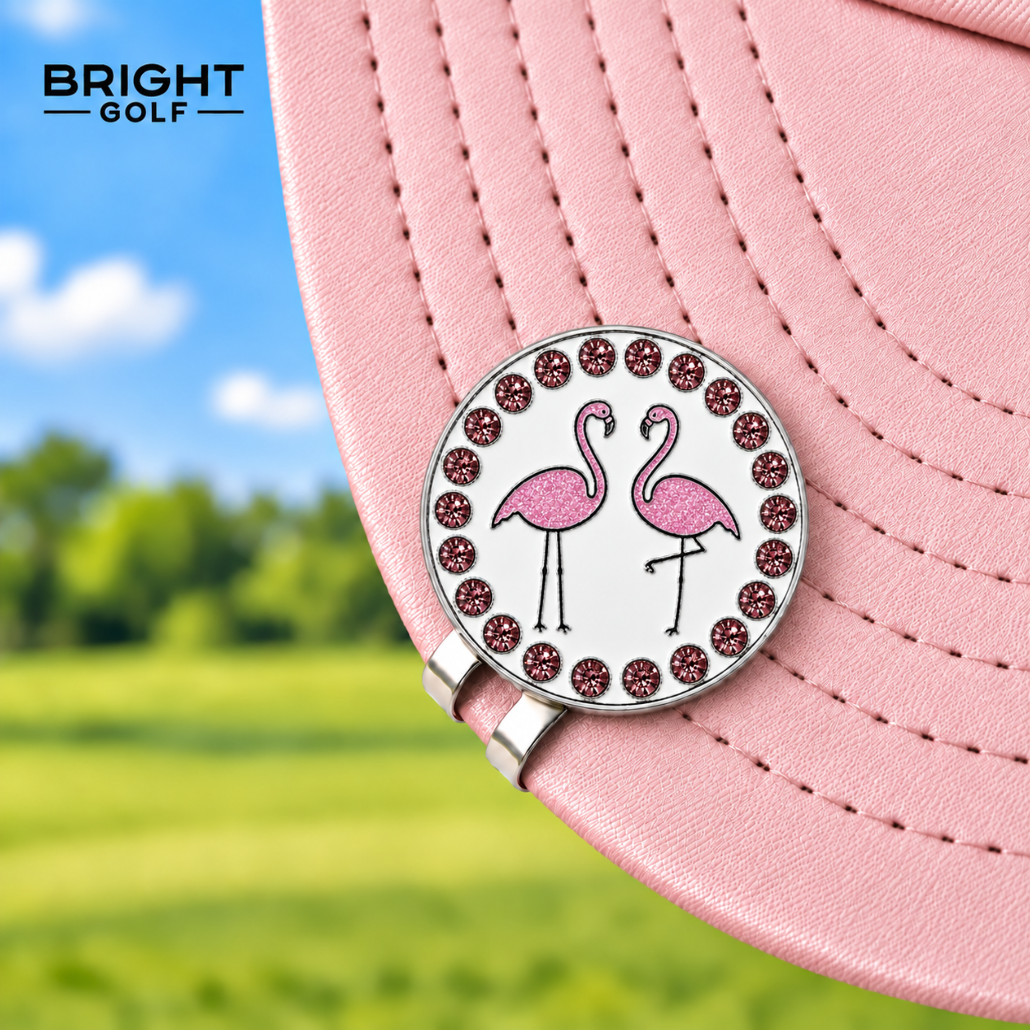 Bright Golf Pink Flamingos Golf Ball Marker On Hat