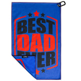 Best Dad Ever Golf Towel Red and Blue