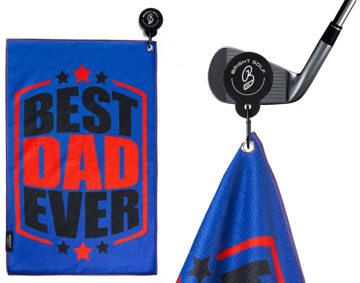 Best Dad Ever Blue and Red Magnetic Golf Towel