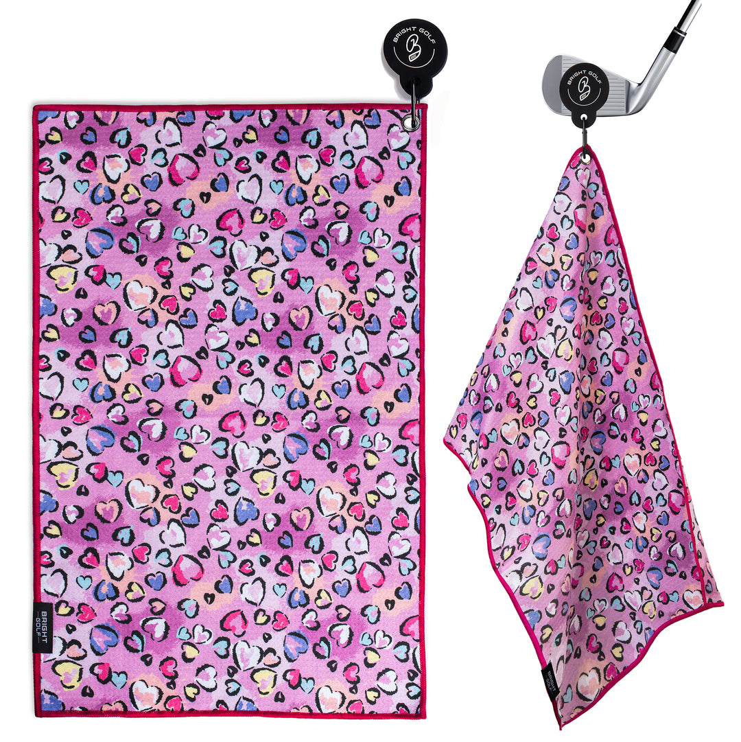 Pink Hearts Magnetic Golf Towel