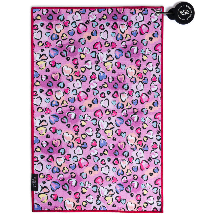 Pink Hearts Magnetic Golf Towel