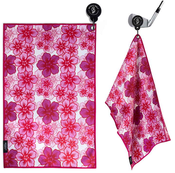 Pink Lei Magnetic Golf Towel