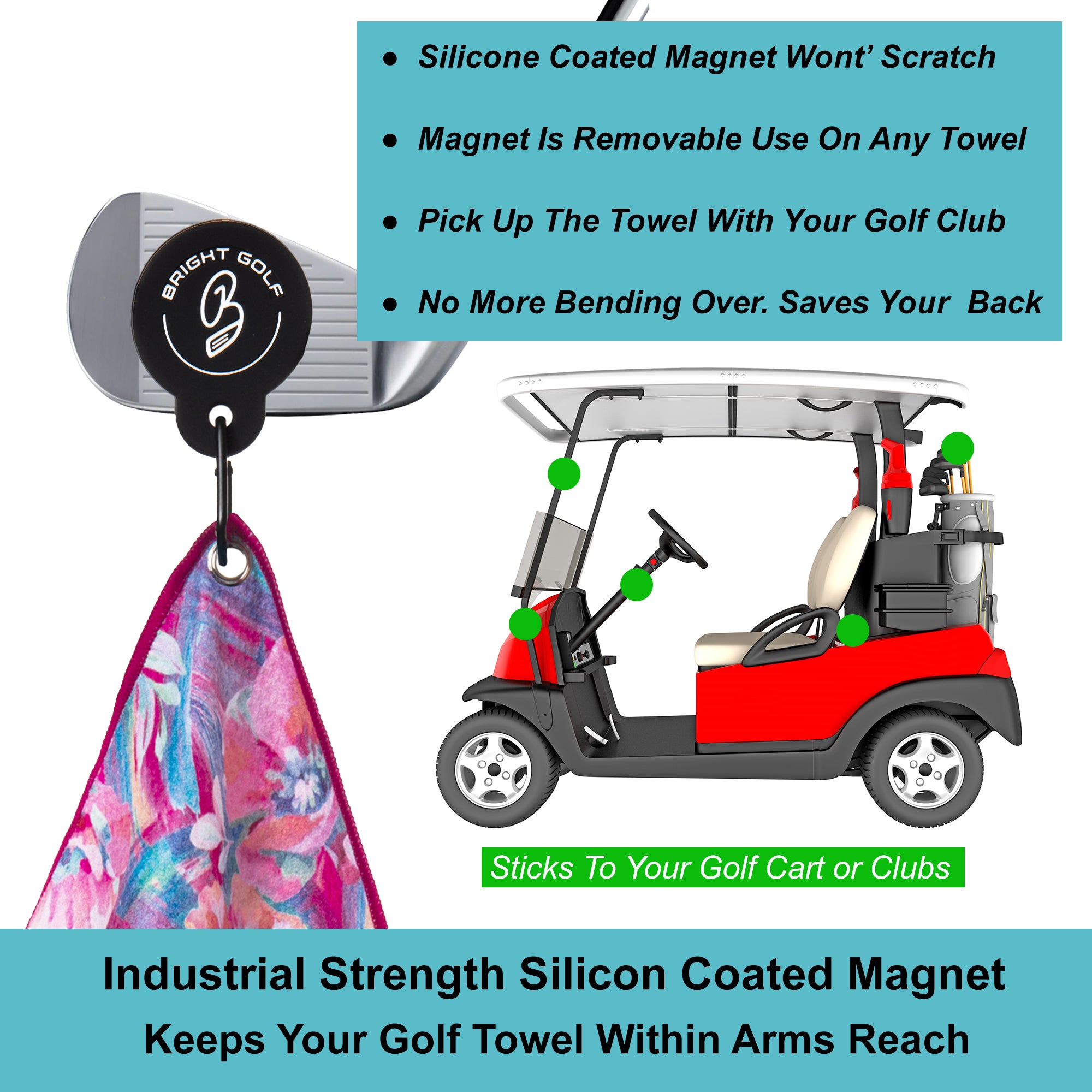 Pastel Flowers Magnetic Golf Towel