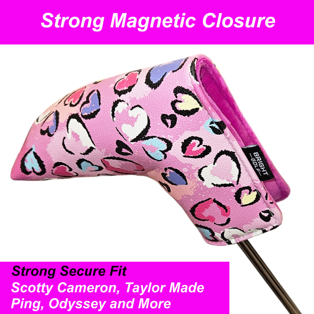 Pink Hearts Blade Putter Cover