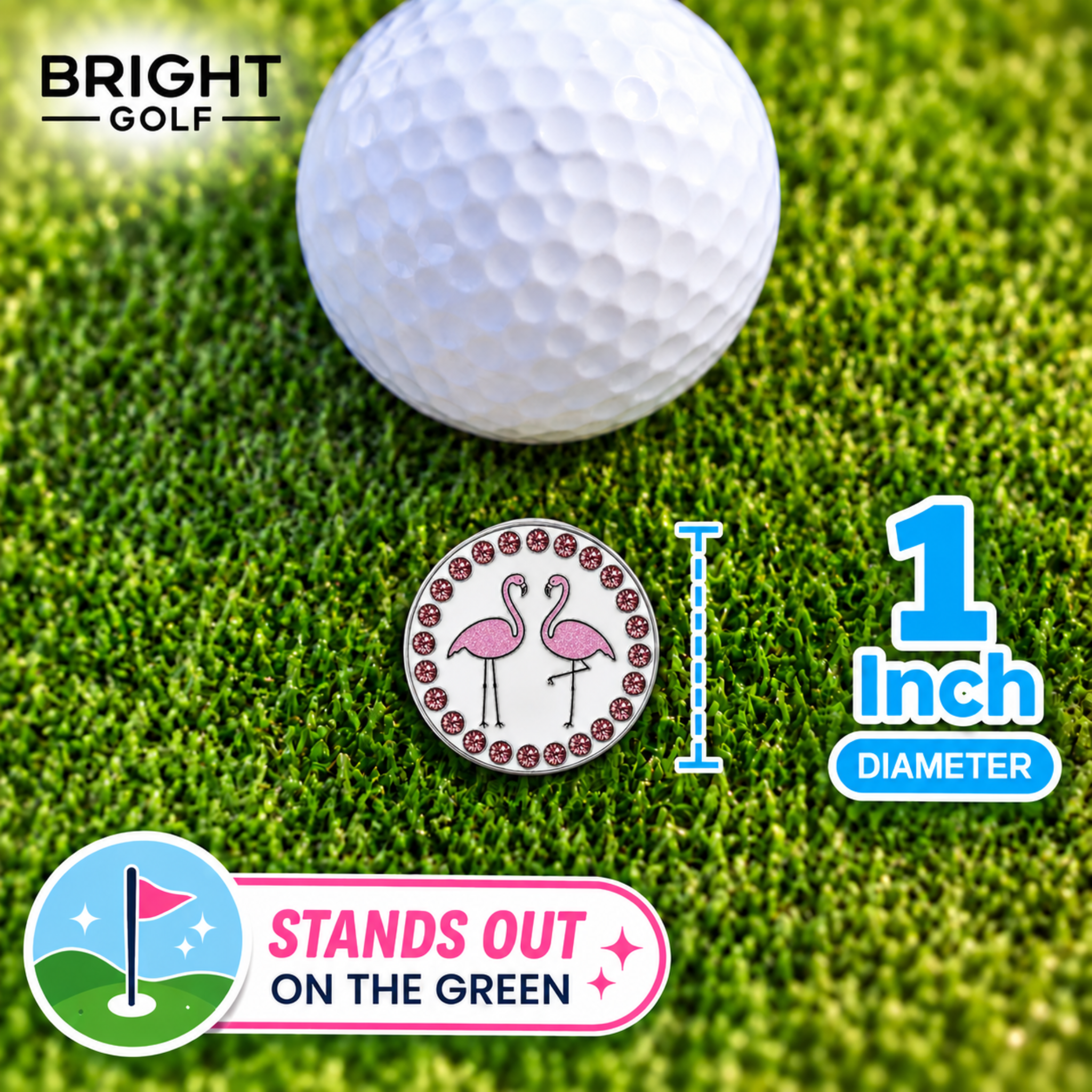 Pink Flamingo Golf Ball Marker Dimensions
