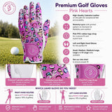 Women's Golf Glove Pink Hearts