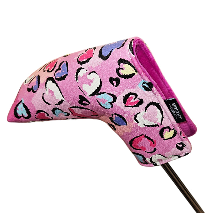 Pink Hearts Blade Putter Cover