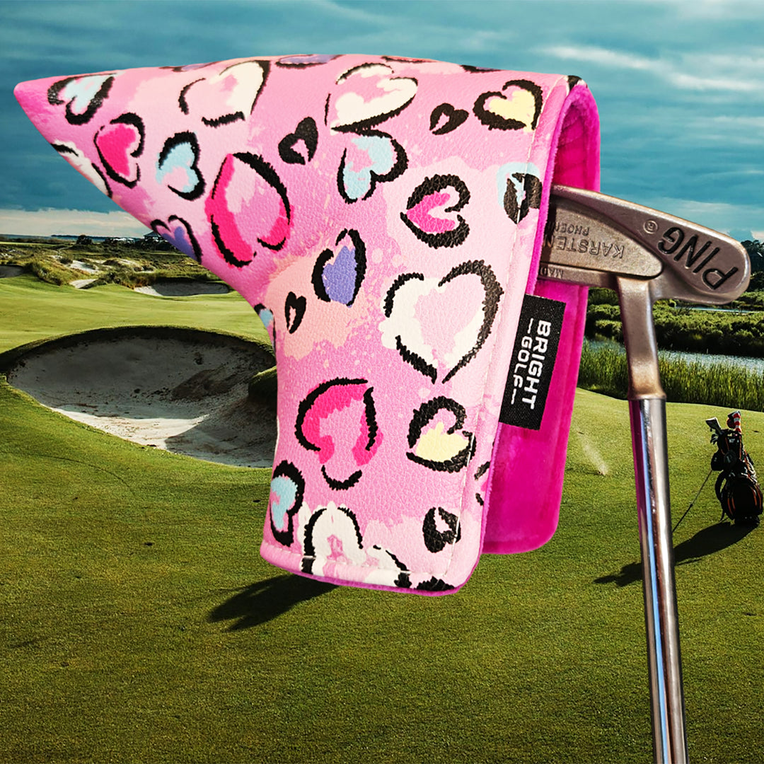 Pink Hearts Blade Putter Cover