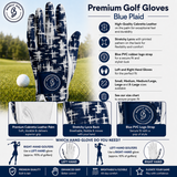 Women's Golf Glove Blue Plaid